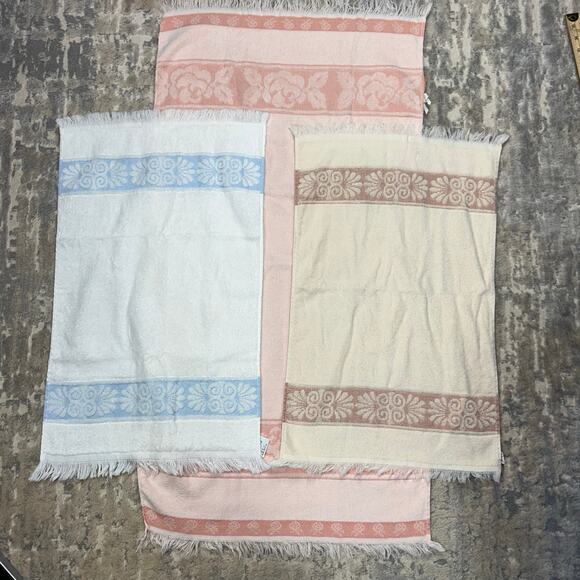 Vintage Cannon Fringe Bathroom Bath & 2 Hand Towels Set of 3 - Picture 9 of 9